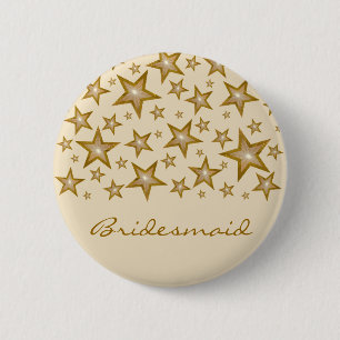 "Gold" Stars 'Bridesmaid' button cream