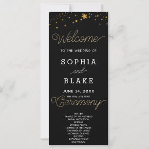 Gold Stars Celestial Black Wedding Program