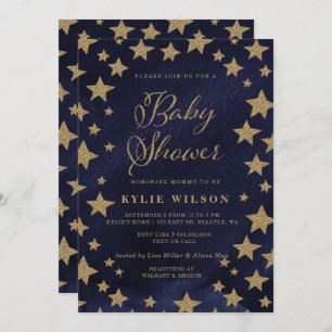 Gold Stars Celestial Gender Neutral Baby Shower Invitation