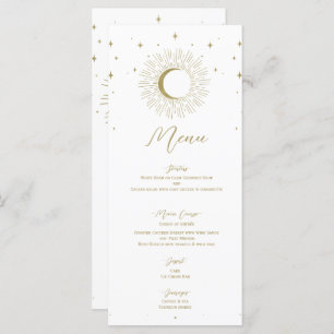 Gold Stars Celestial Sunburst Moon Wedding Menu