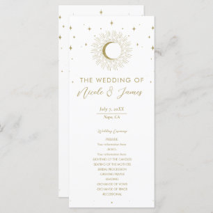 Gold Stars Celestial Sunburst Moon Wedding Program