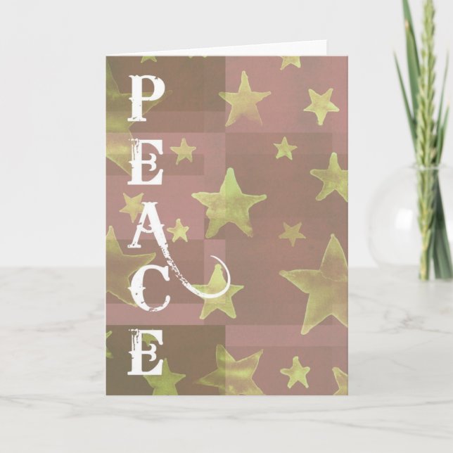 Gold Stars Christmas Peace Holiday Card (Front)