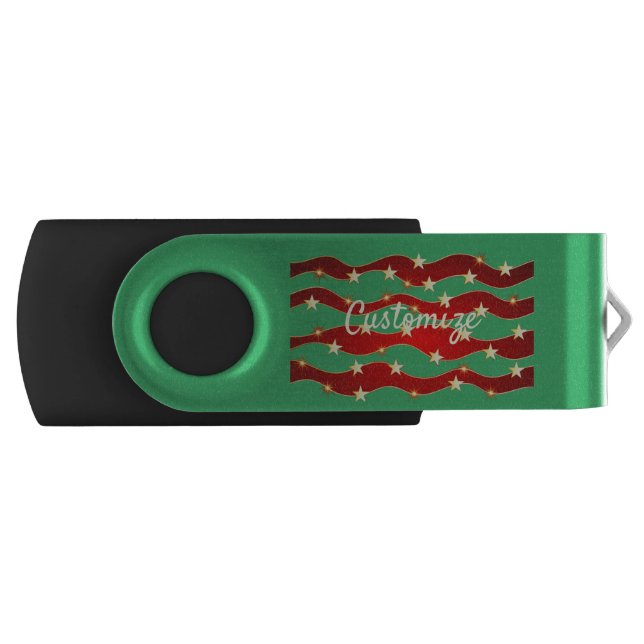 Gold Stars Christmas Sky Thunder_Cove Flash Drive (Front)