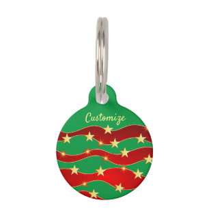 Gold Stars Christmas Sky Thunder_Cove Pet ID Tag