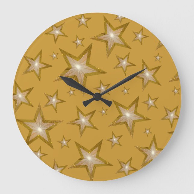 "Gold" Stars clock round gold (Front)