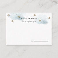 Gold Stars & Clouds Baby Shower Advice Cards