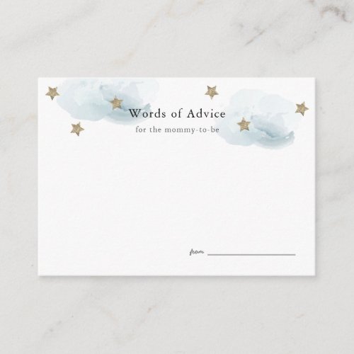 Gold Stars  Clouds Baby Shower Advice Cards