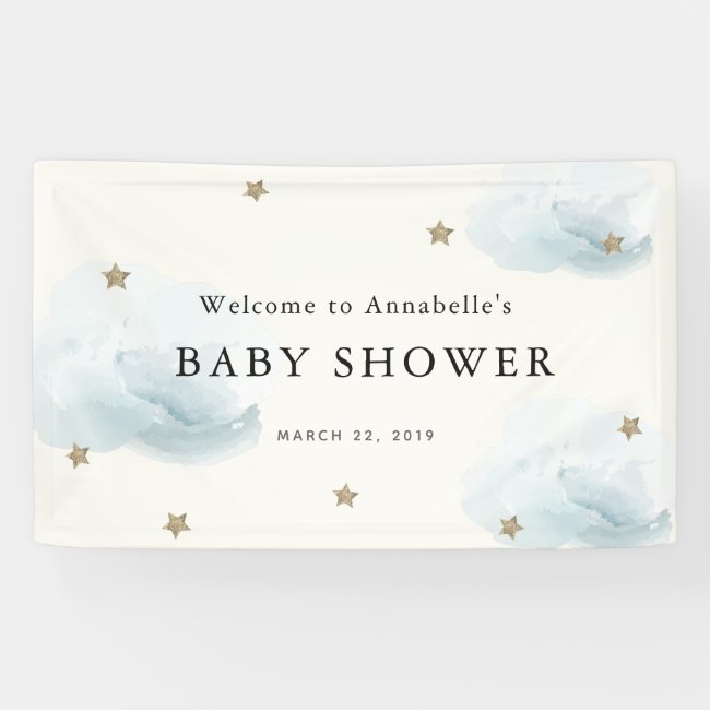 Gold Stars & Clouds Baby Shower Banner