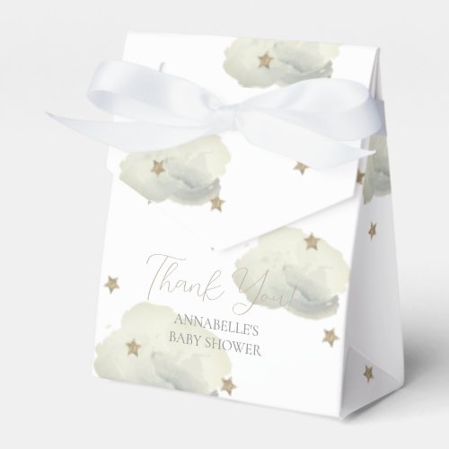 Gold Stars  Clouds Baby Shower Favor Boxes