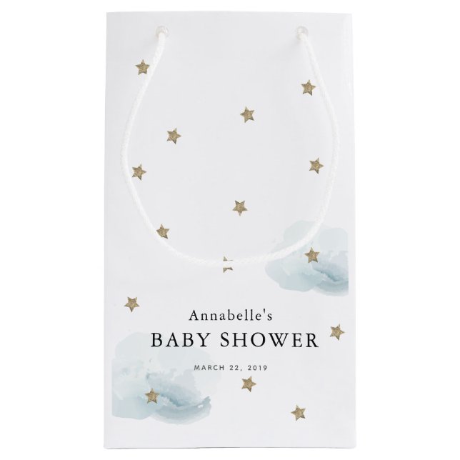 Gold Stars & Clouds Baby Shower Gift Bag (Back)