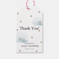 Gold Stars & Clouds Baby Shower Thank You GIft Tag