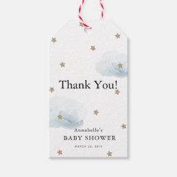 Gold Stars &amp; Clouds Baby Shower Thank You GIft Tag