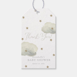 Gold Stars &amp; Clouds Baby Shower Thank You Gift Tags