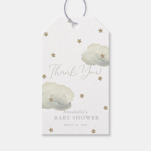 Gold Stars  Clouds Baby Shower Thank You Gift Tags