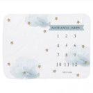 Gold Stars & Clouds Blue Boy Monthly Milestone Baby Blanket Gold Stars & Clouds Blue Boy Monthly Milestone Baby Blanket