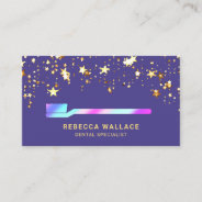Gold Stars Confetti Pink Purple Toothbrush Dentist Business Card at Zazzle