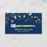 Gold Stars Confetti Rainbow Toothbrush Dentist Business Card