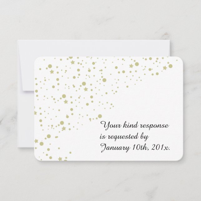 Gold Stars Confetti White Wedding RSVP (Front)