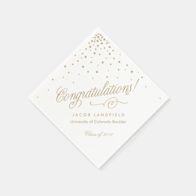 Gold Stars Congratulations 2016 Graduation Party Paper Napkins (Corner)