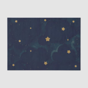 Gold Stars Dark Blue Night Sky Baby Shower Party Tissue Paper