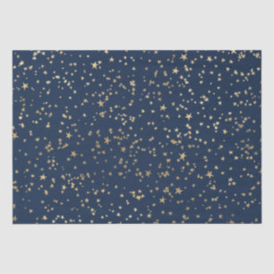 Gold Stars Deep Blue Tissue Paper