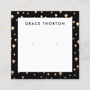 Gold Stars Earring Black Jewelry Display Card