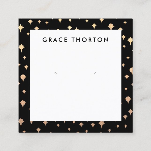 Gold Stars Earring Black Jewelry Display Card (Front)