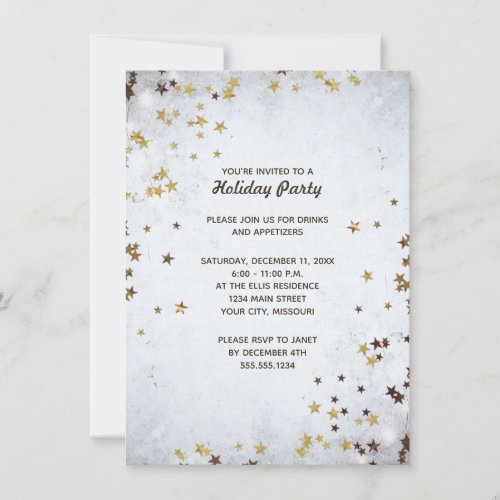 Gold Stars Elegant Christmas Holiday Party Invitation