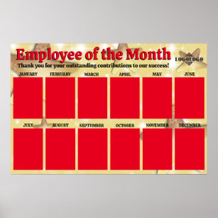 Gold stars employee of the month photo display poster