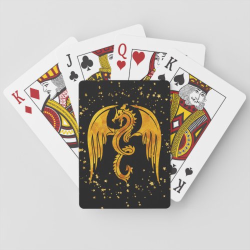 Gold Stars Fantasy Dragon Playing Cards