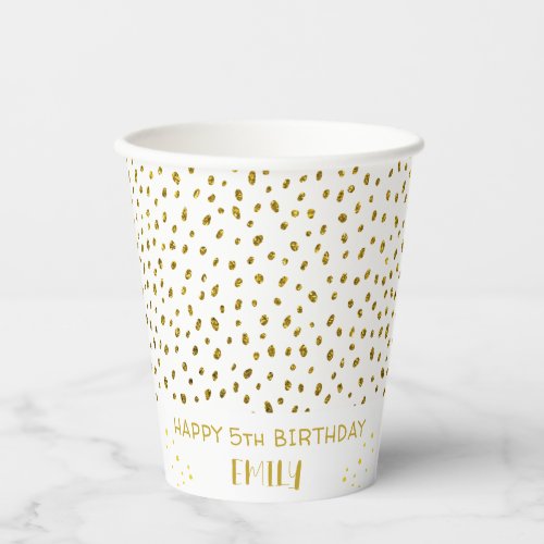 Gold Stars Faux Glitter Birthday Kids Girl  Paper Cups