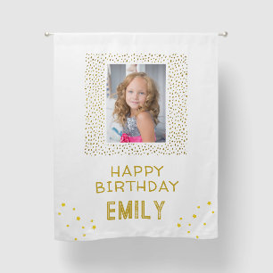 Gold Stars Faux Glitter Birthday Kids Girl Photo Blackout Curtains