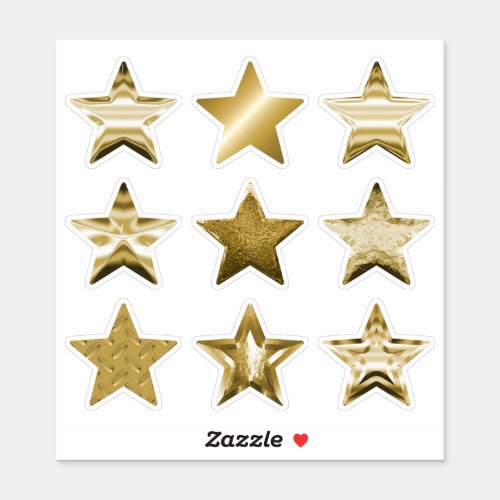 Gold Stars Faux Metallic Set of 9 Sticker