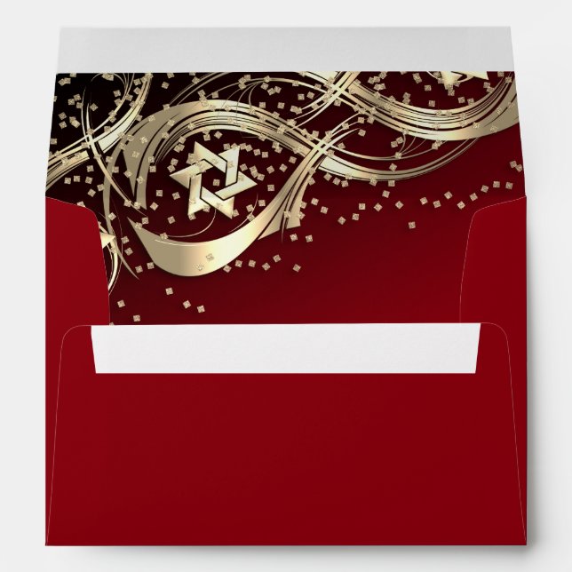 Gold Stars Flourish Gold Confetti Black Envelope (Back (Bottom))