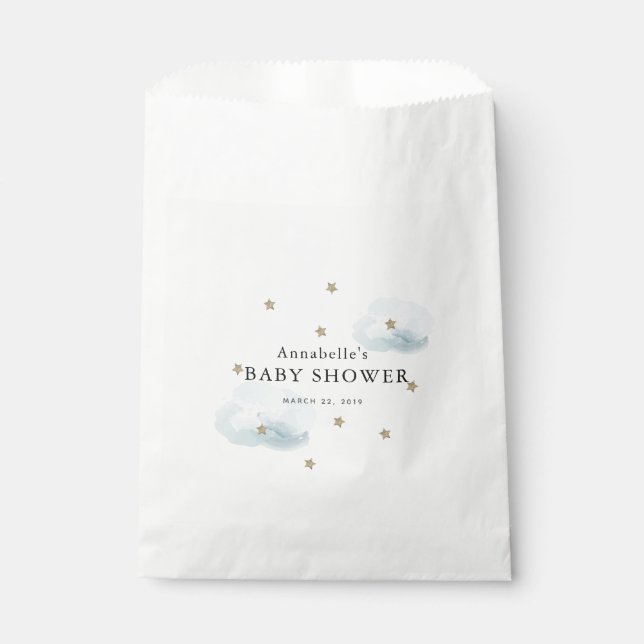 Gold Stars & Fluffy Clouds Baby Shower Favor Bags (Front)