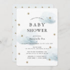 Gold Stars & Fluffy Clouds Baby Shower Invitation