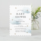 Gold Stars & Fluffy Clouds Baby Shower Invitation