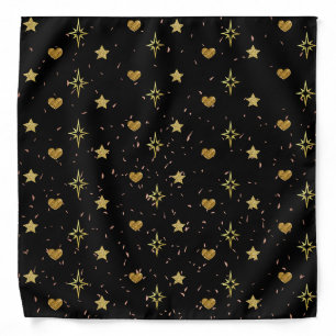 Gold Stars Gold Hearts Patterns Bandana