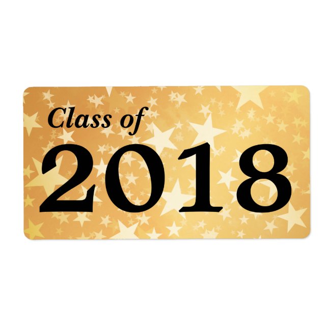 Gold Stars Graduate Class Of 2018 | Water Bottle Label (Front)