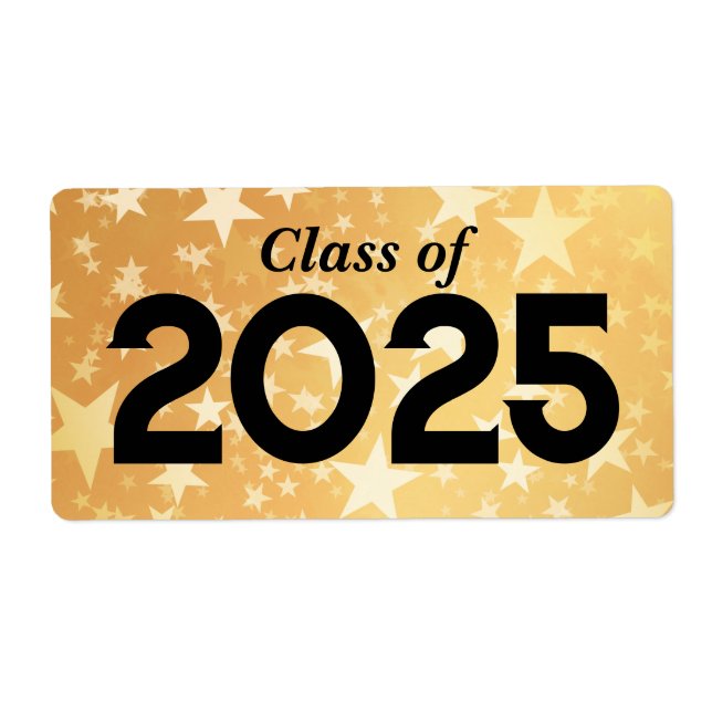 Gold Stars Graduate Class Of 2025 | Water Bottle Label (Front)