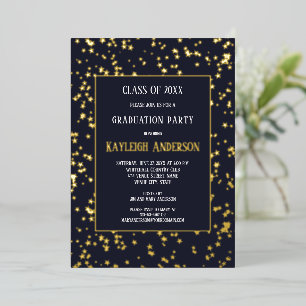 Gold Stars Graduation Party Foil Invitation