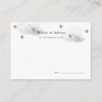 Gold Stars & Gray Clouds Baby Shower Advice Cards