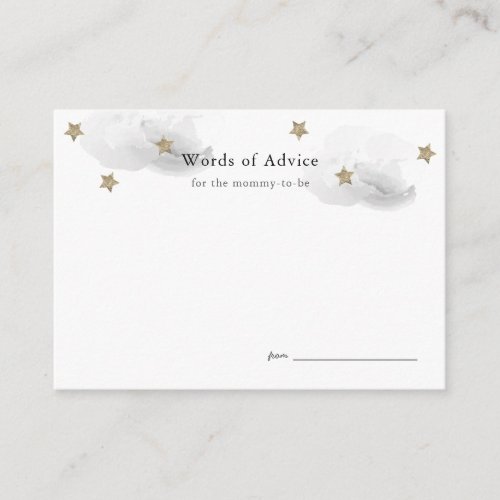Gold Stars  Gray Clouds Baby Shower Advice Cards