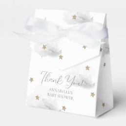 Gold Stars &amp; Gray Clouds Baby Shower Favor Boxes