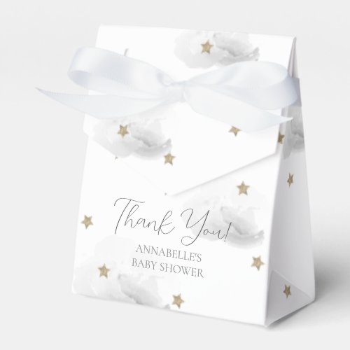 Gold Stars  Gray Clouds Baby Shower Favor Boxes