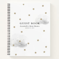 Gold Stars & Gray Clouds Baby Shower Guest Book
