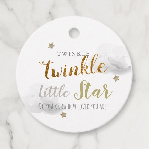 Gold Stars  Gray Clouds Baby Shower Thank You Favor Tags