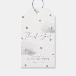 Gold Stars &amp; Gray Clouds Baby Shower Thank You Gift Tags