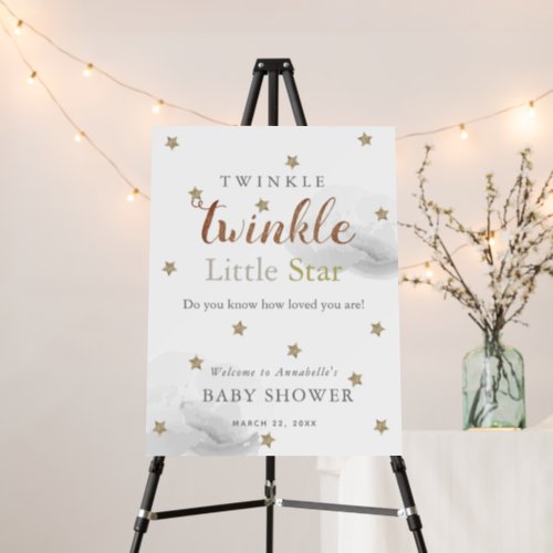 Gold Stars  Gray Clouds Baby Shower Welcome Foam Board