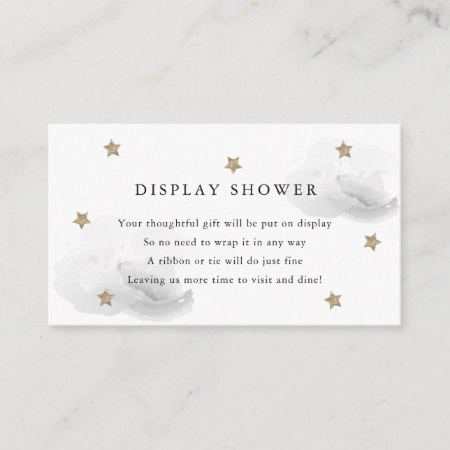 Gold Stars & Gray Clouds Display Shower Enclosure Card (Front)